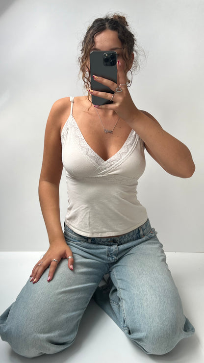 00s white lace cami- size S