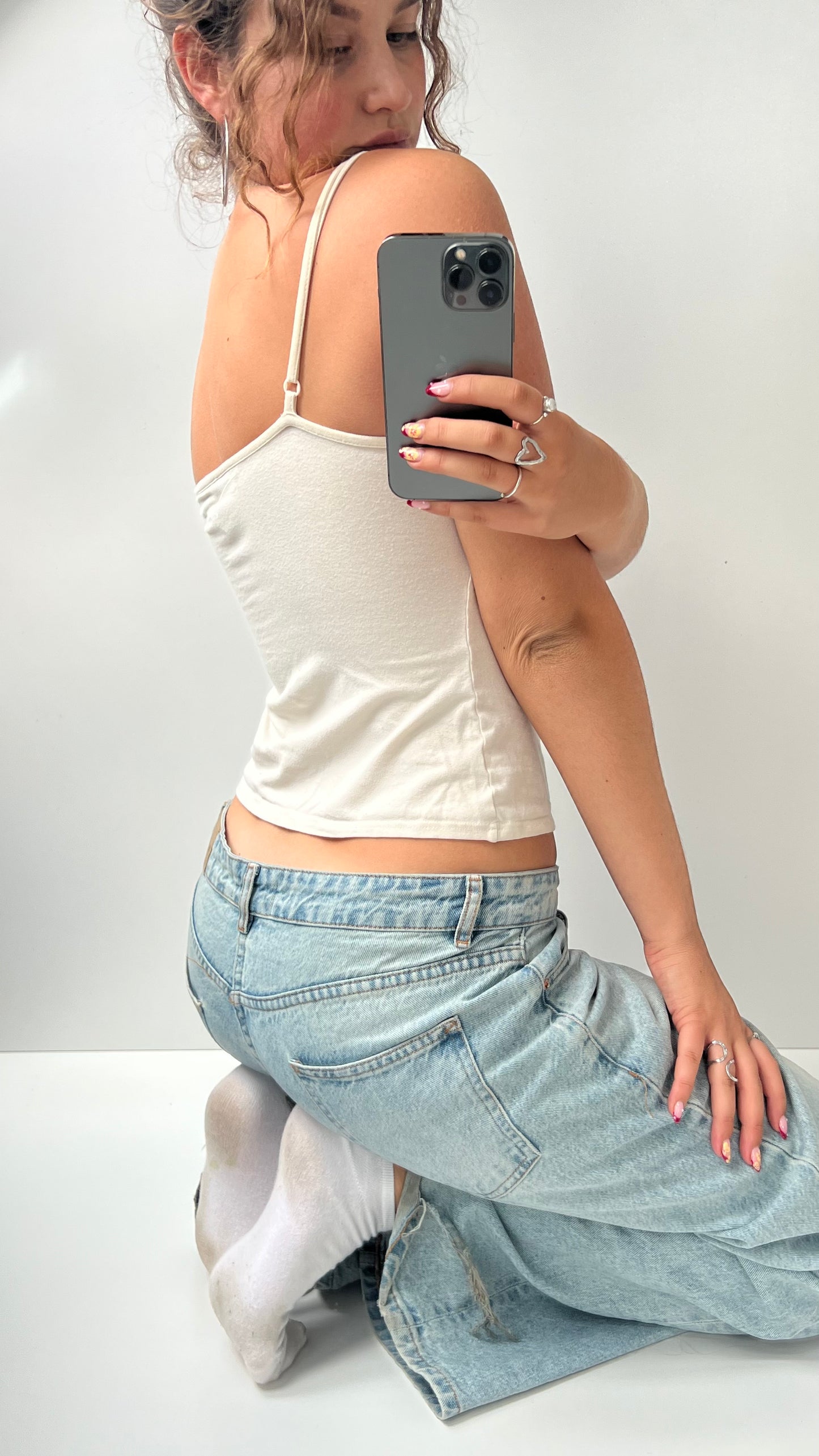 00s white lace cami- size S