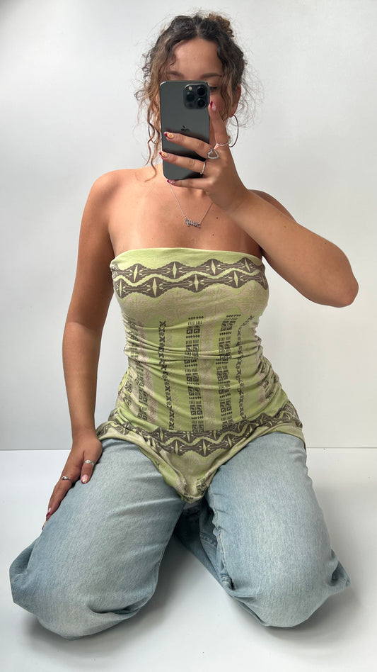 00s green strapless asymmetric top- size M