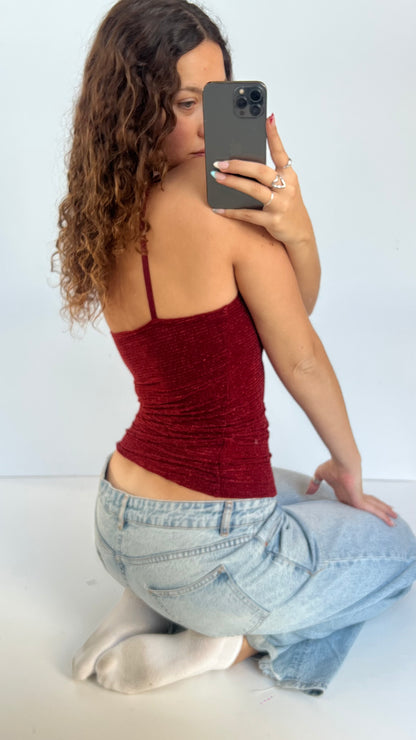 00s red glitter cami- size S
