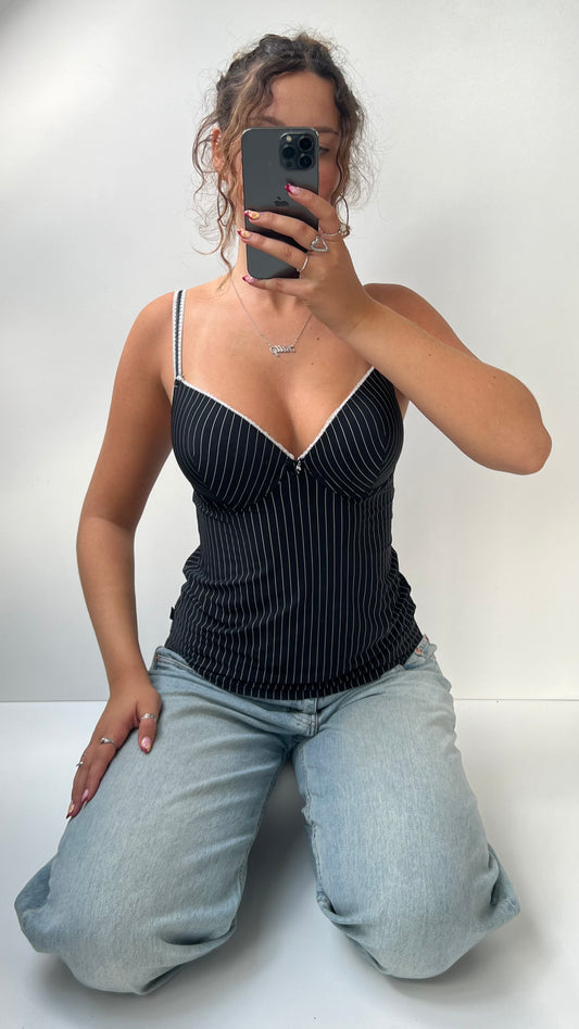 00s black pinstripe corset cami- size M