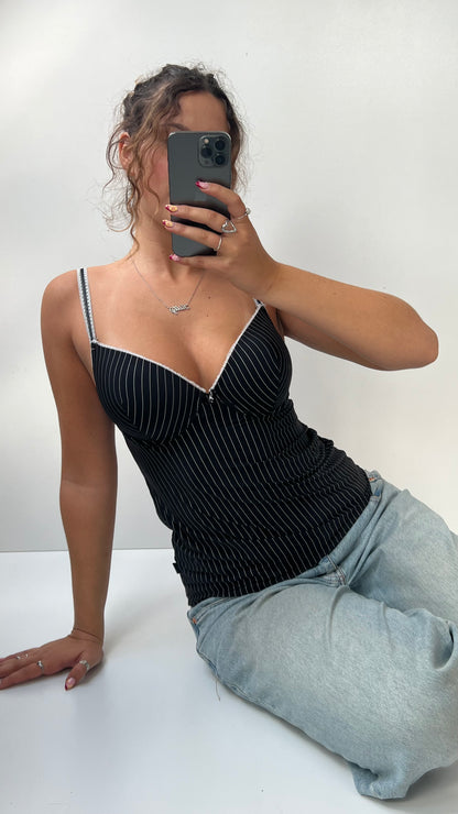 00s black pinstripe corset cami- size M