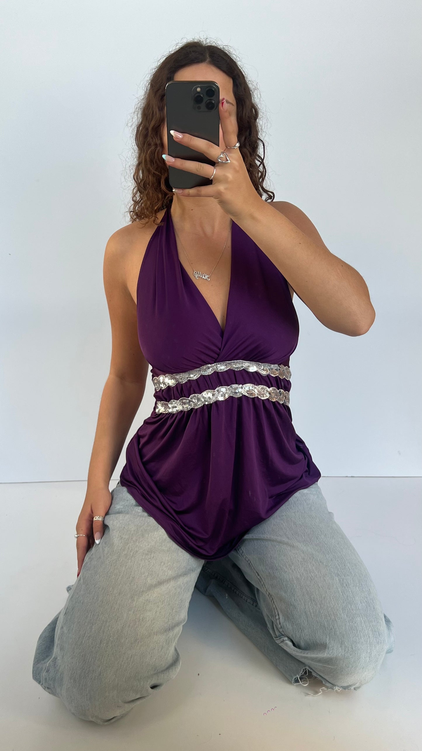 00s purple sequin cami- size M