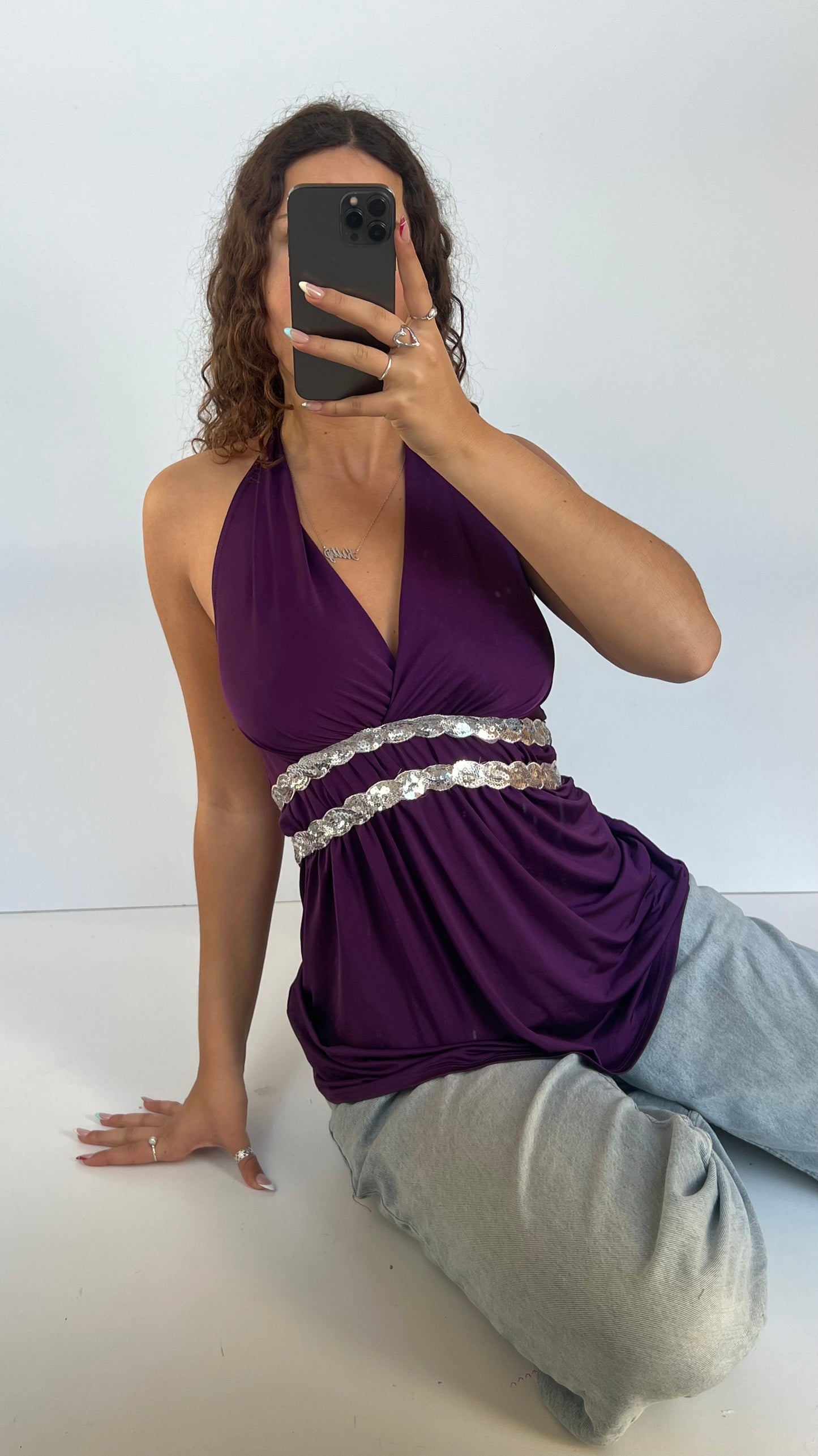 00s purple sequin cami- size M
