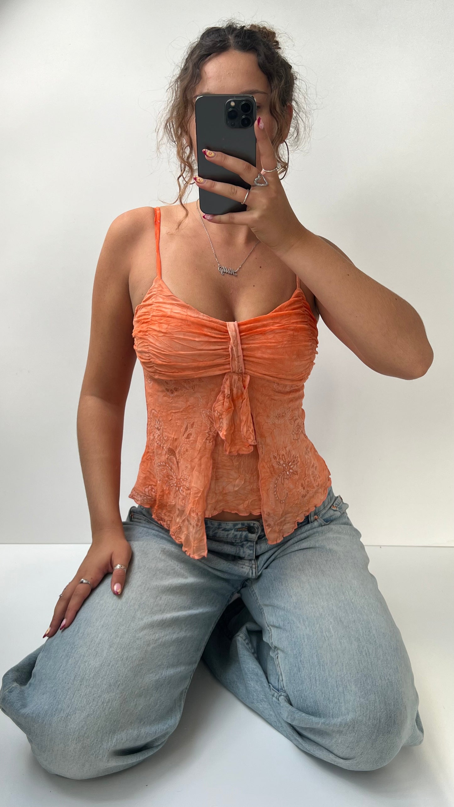 00s orange mesh cami- size XS