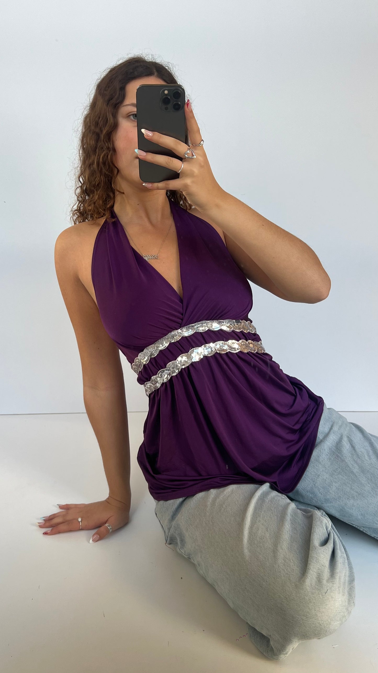00s purple sequin cami- size M