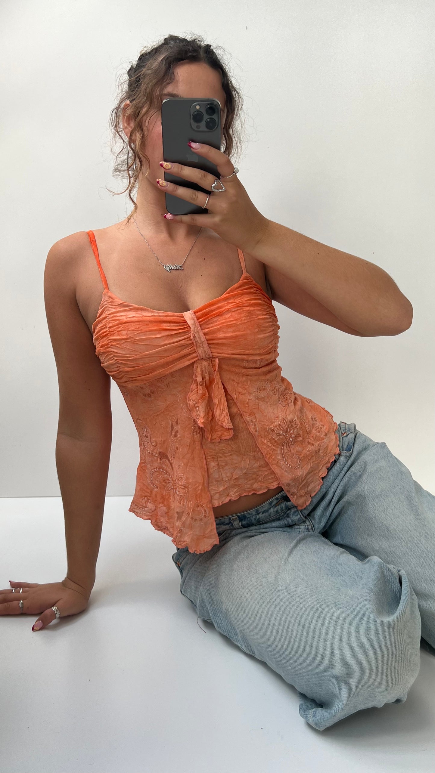 00s orange mesh cami- size XS