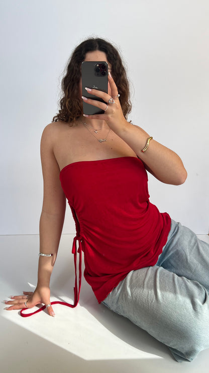 00s red asymmetric cami- size L
