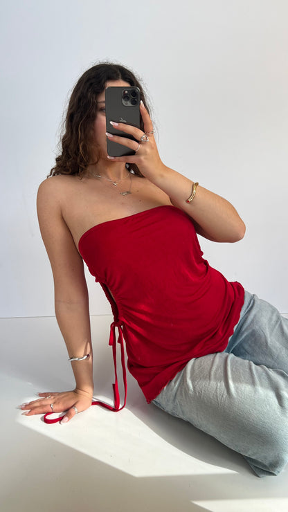00s red asymmetric cami- size L