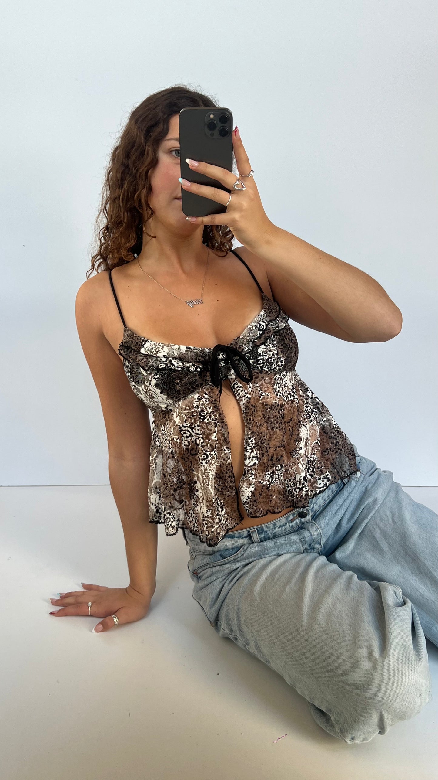 00s brown lace cami- size S