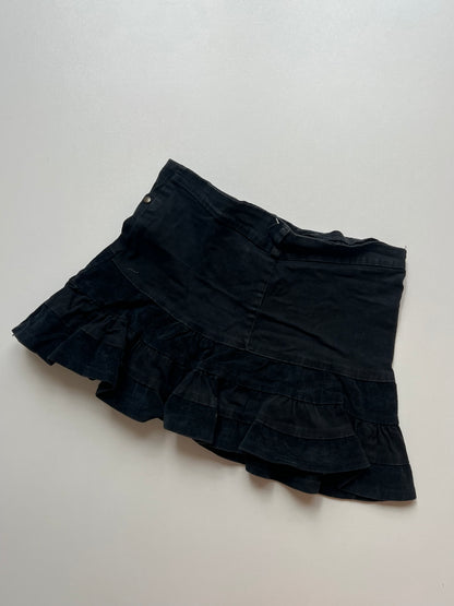 00s black ruffle mini skirt- size S