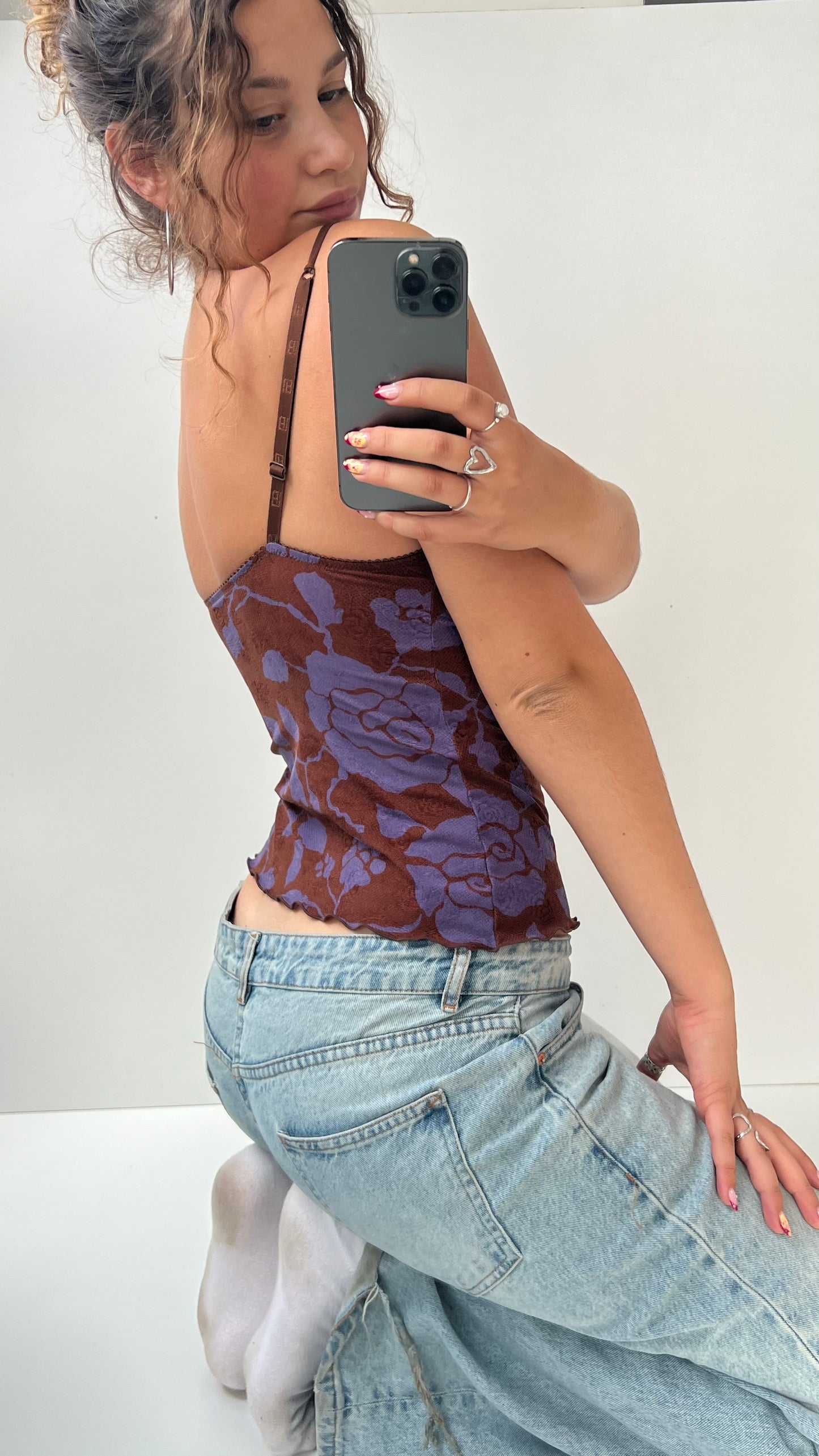 00s brown blue corset cami- size S