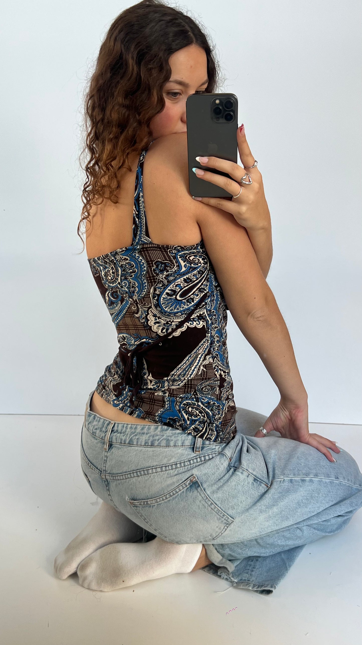 00s brown blue paisley cami- size M