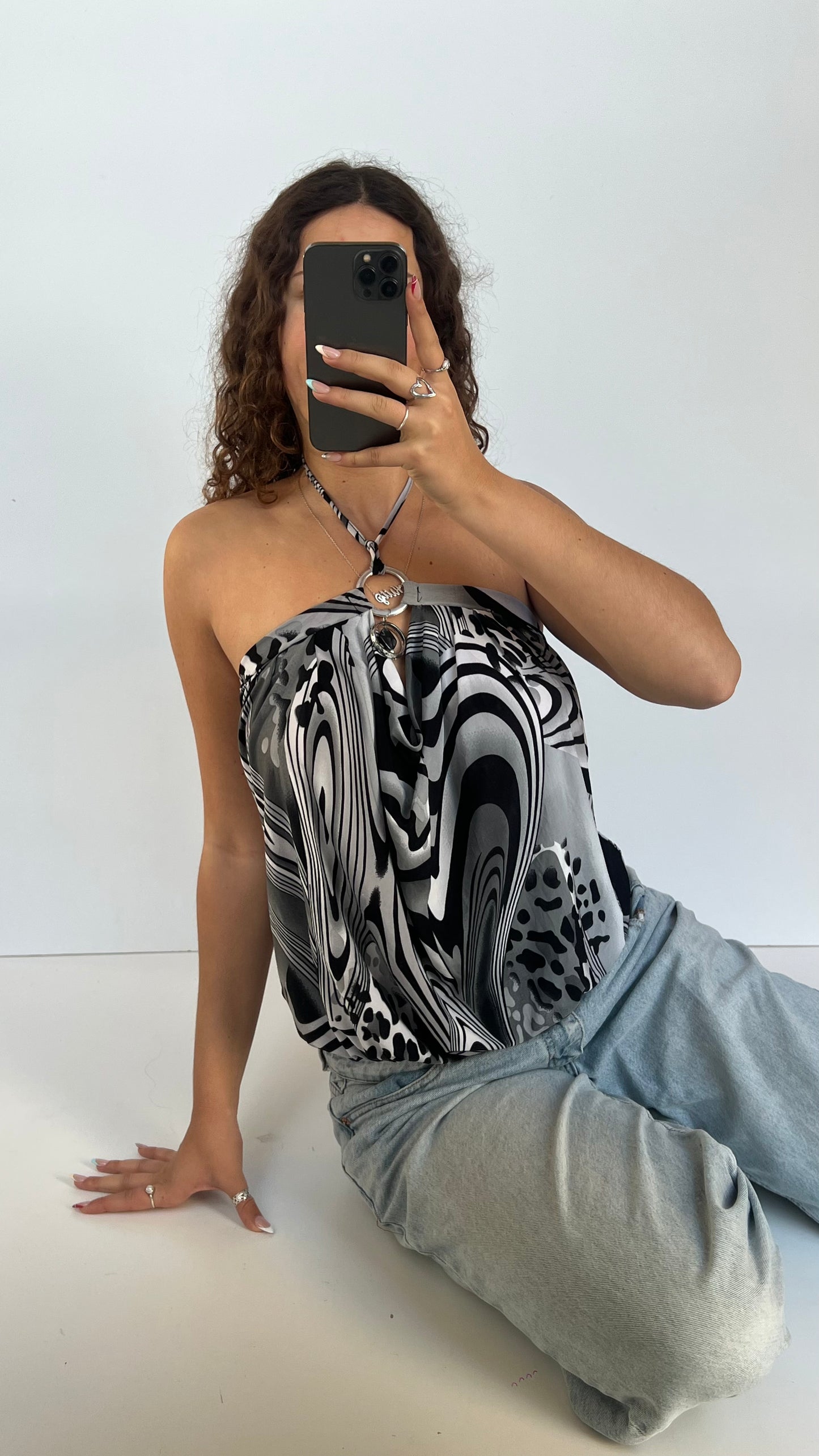 00s black grey babydoll cami- size L