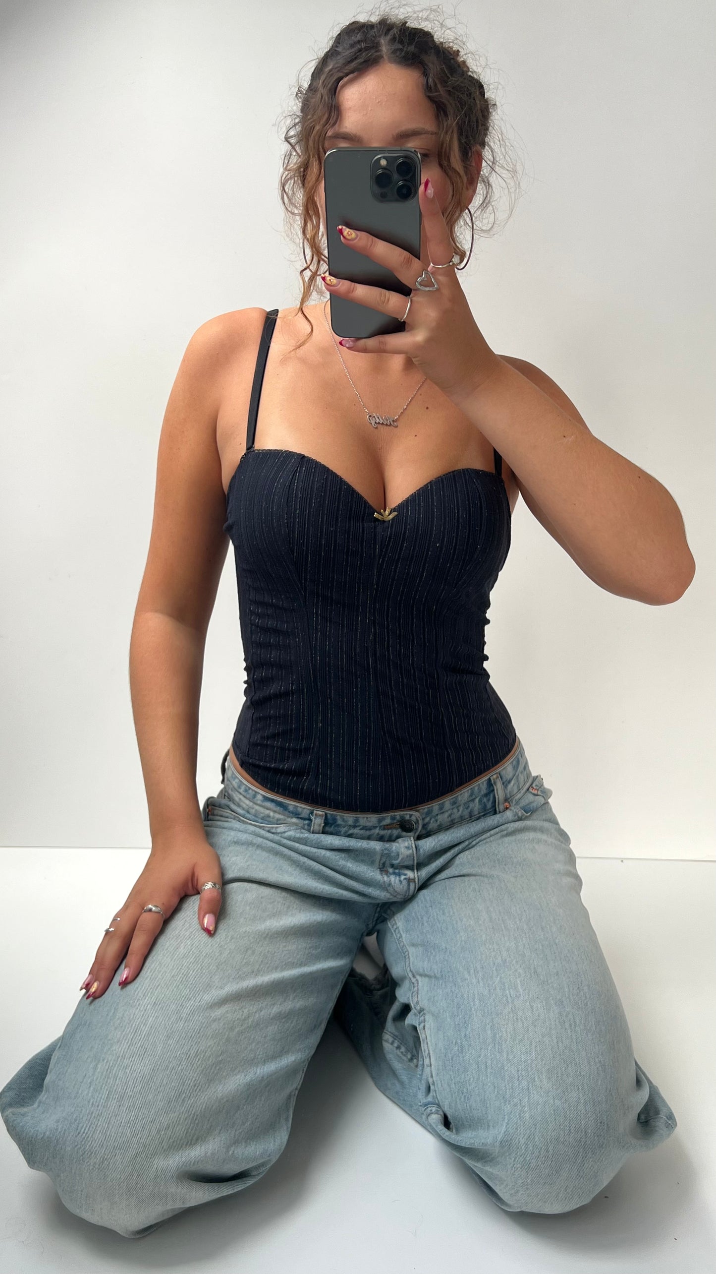 00s navy gold corset- size S