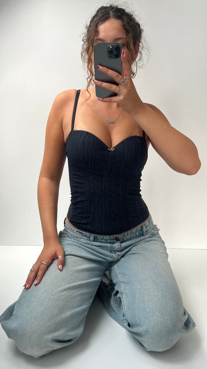 00s navy gold corset- size S