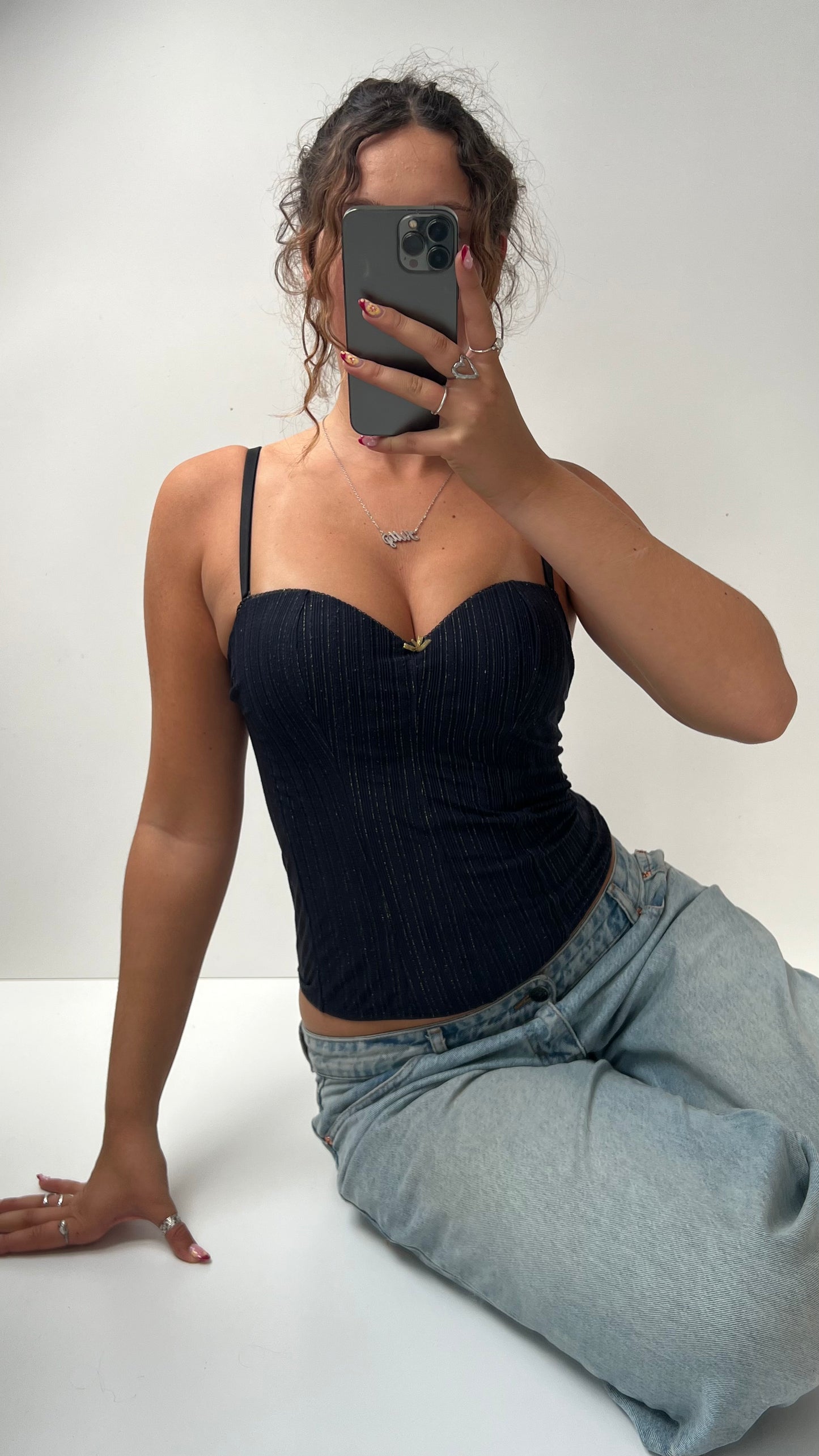 00s navy gold corset- size S