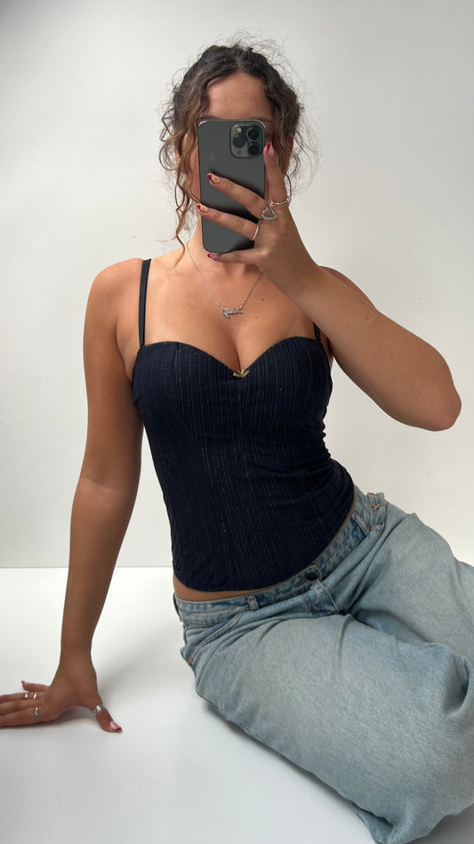 00s navy gold corset- size S