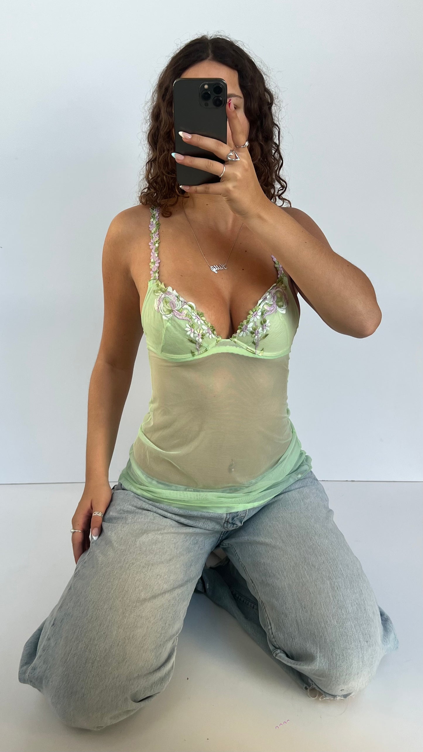 00s green mesh corset- size S