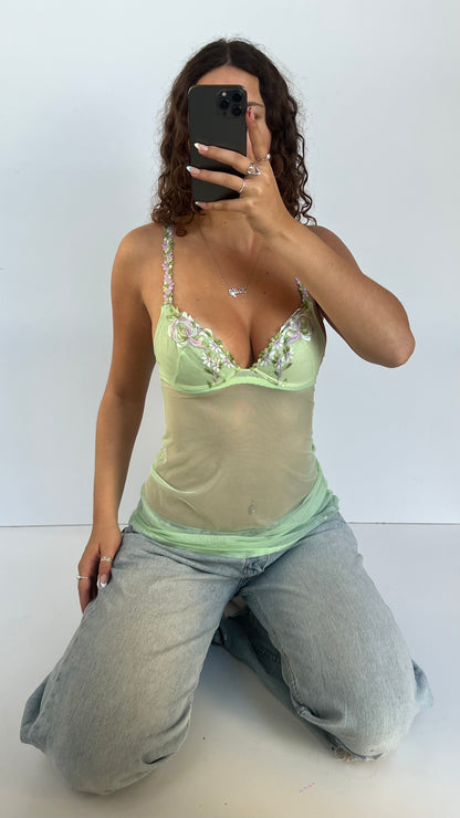 00s green mesh corset- size S