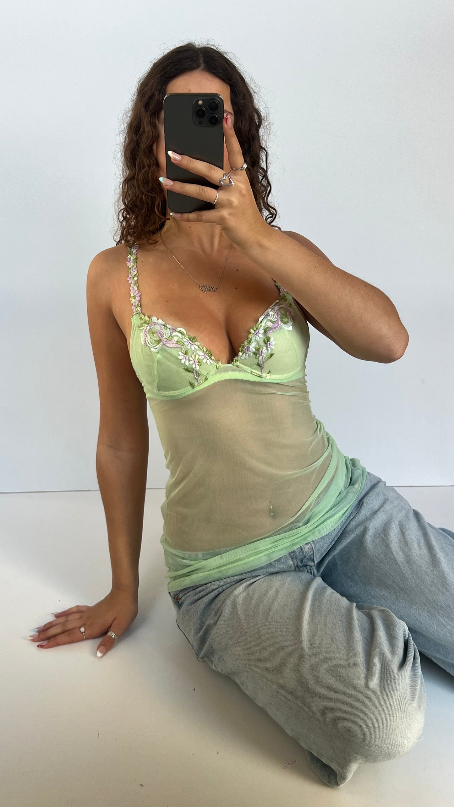 00s green mesh corset- size S