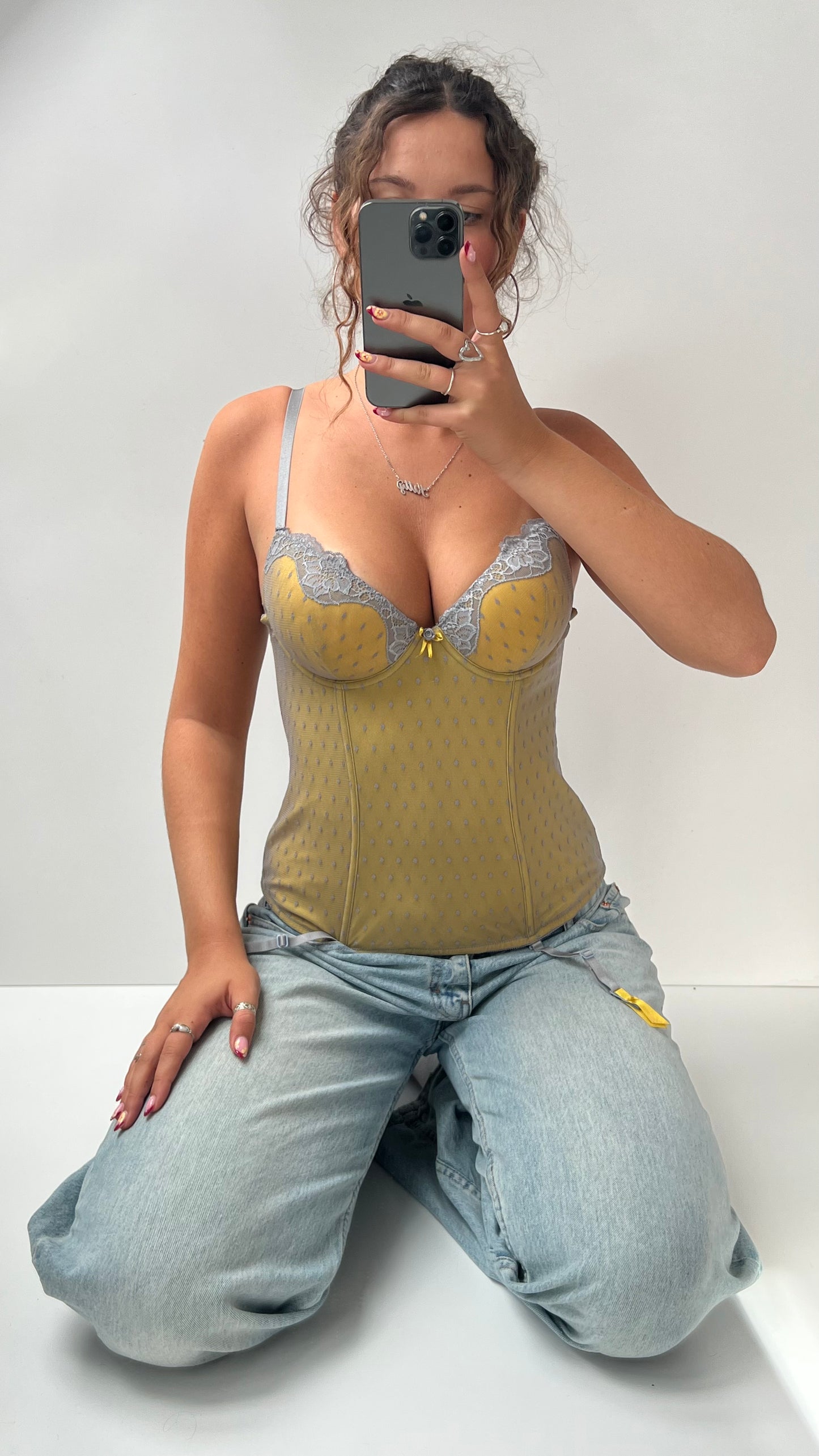 00s yellow corset top- size M