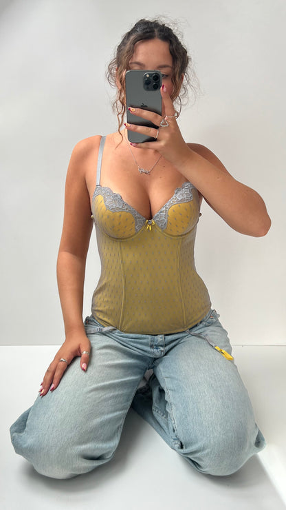 00s yellow corset top- size M