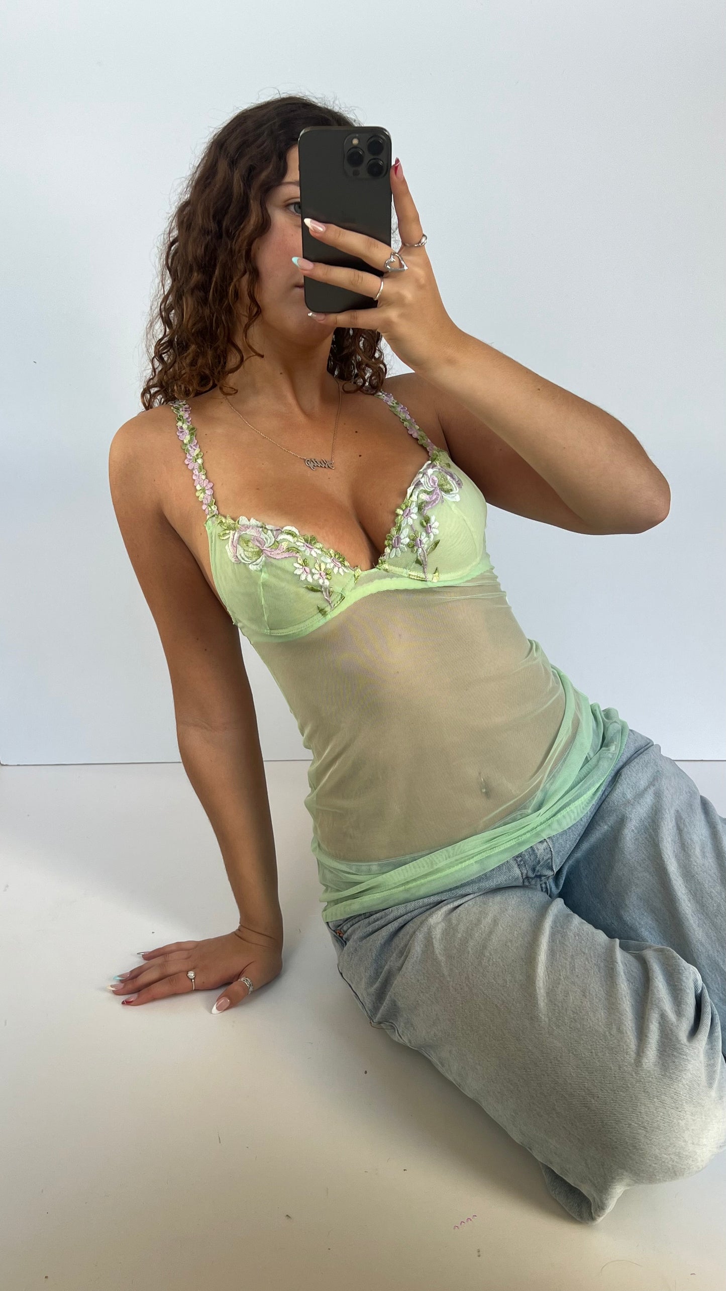 00s green mesh corset- size S