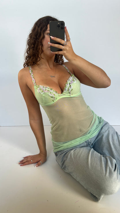 00s green mesh corset- size S