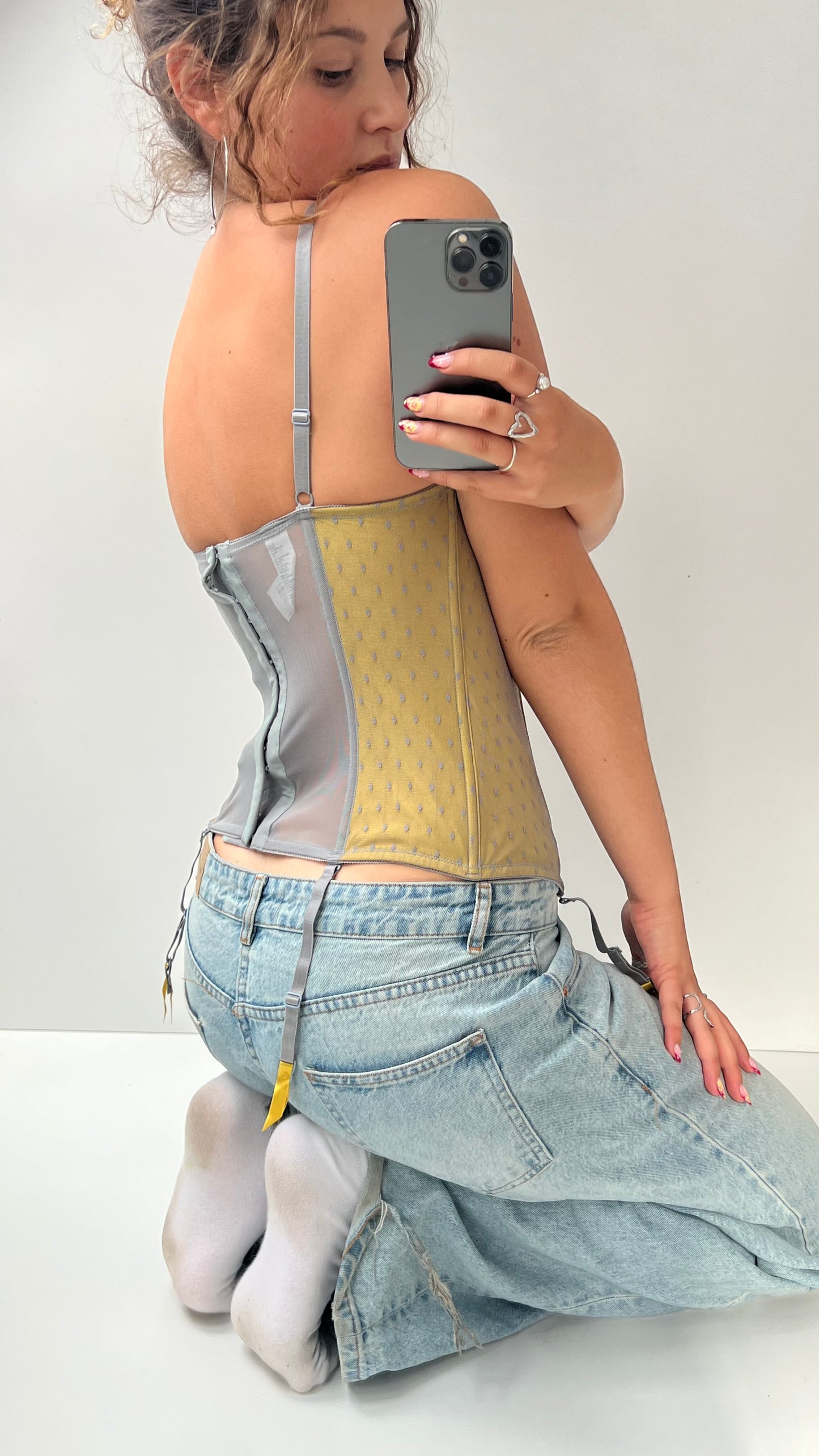 00s yellow corset top- size M