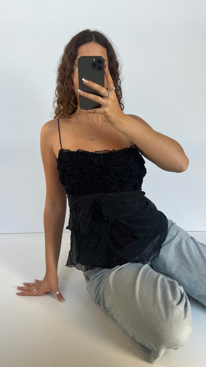 00s black ruffle cami- size M