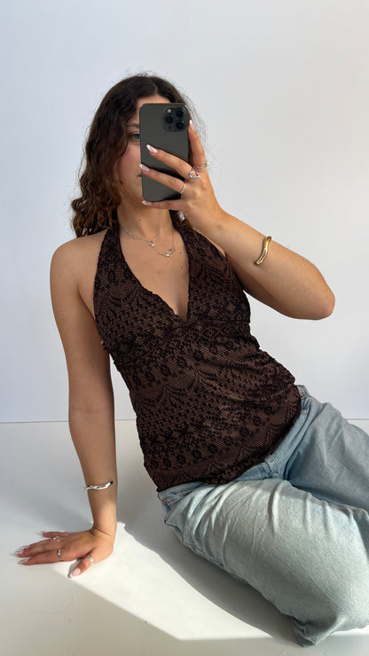 00s brown glitter halter cami- size L