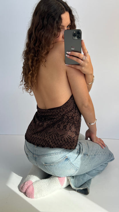 00s brown glitter halter cami- size L
