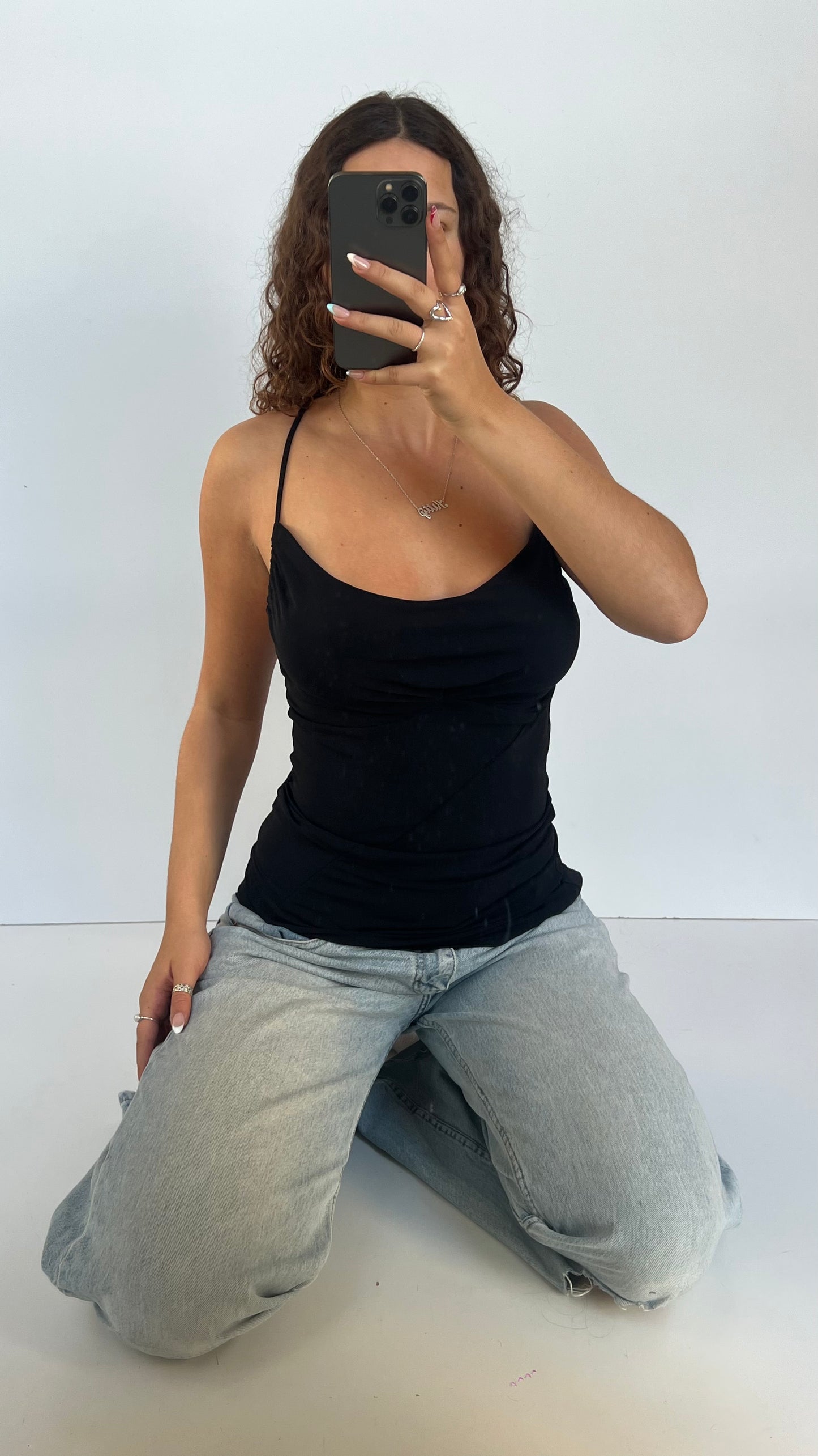 00s black cowl cami- size M