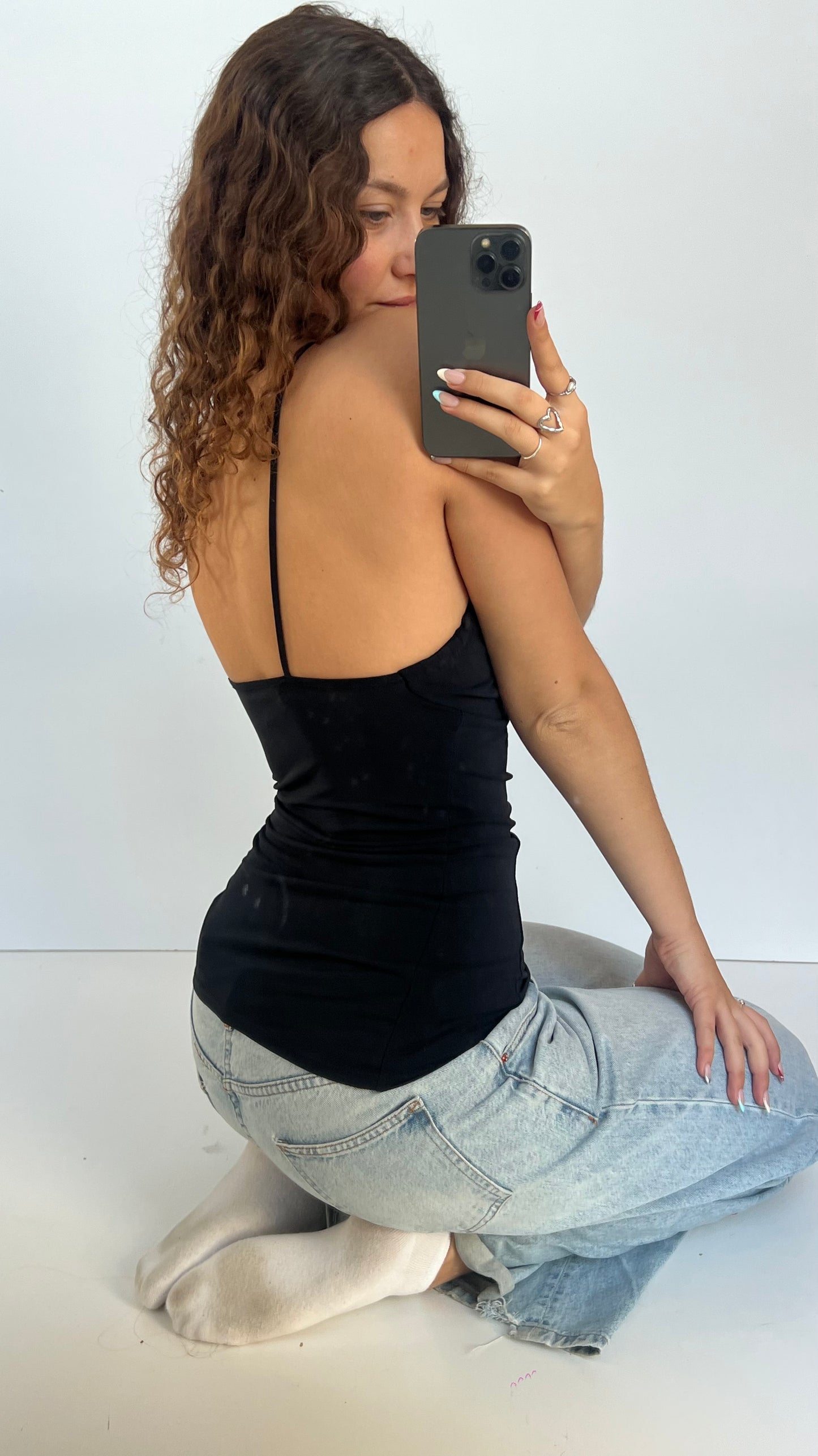 00s black cowl cami- size M