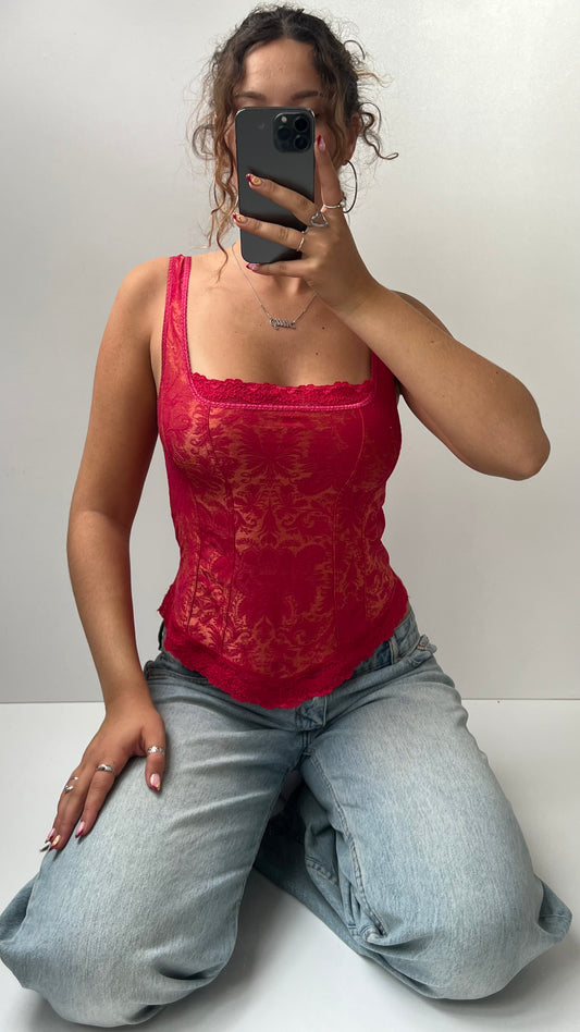 00s red corset cami- size L
