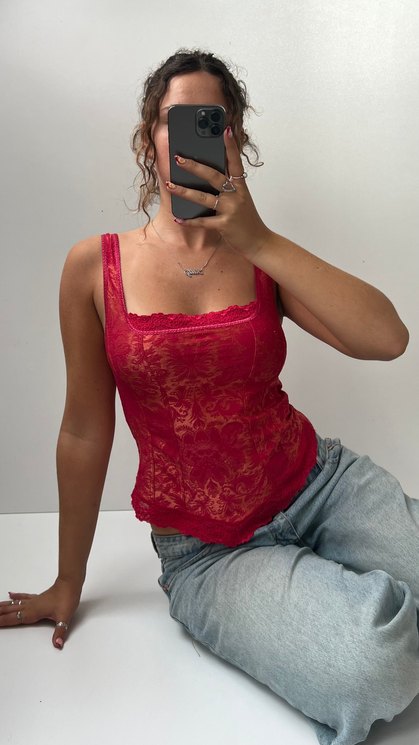 00s red corset cami- size L