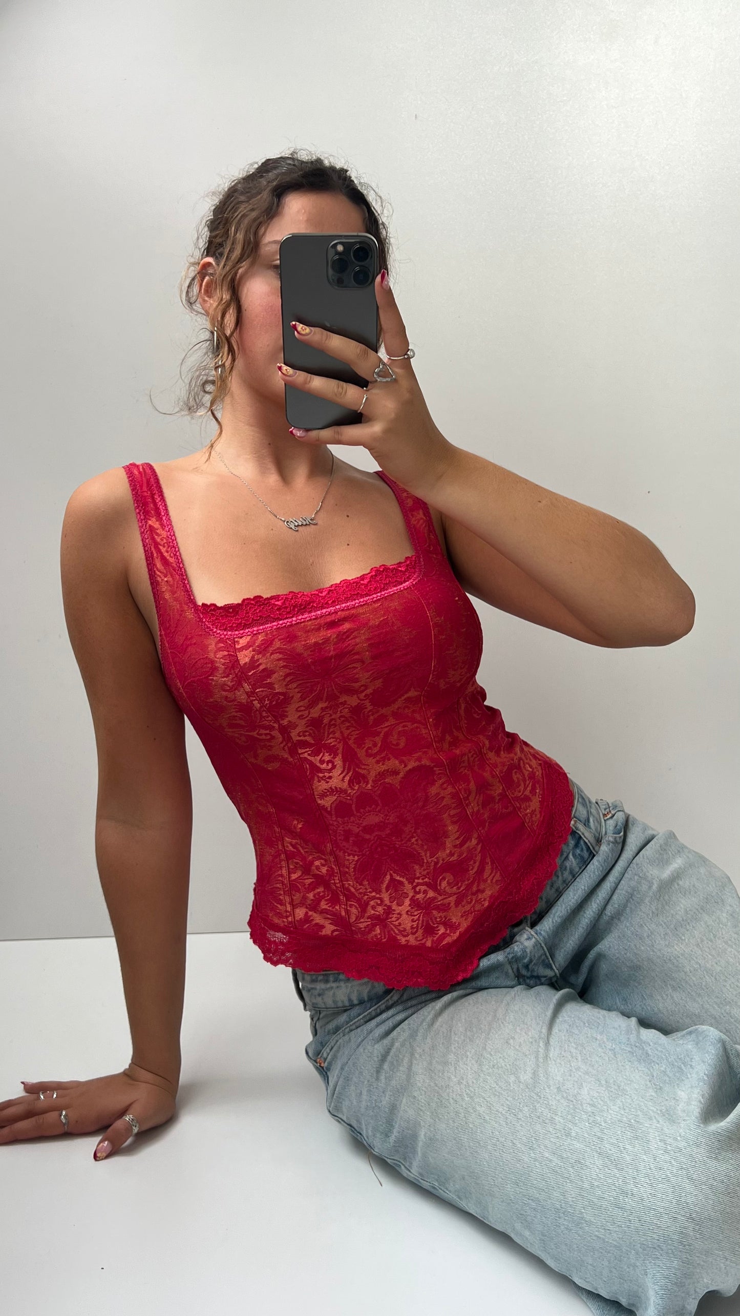 00s red corset cami- size L