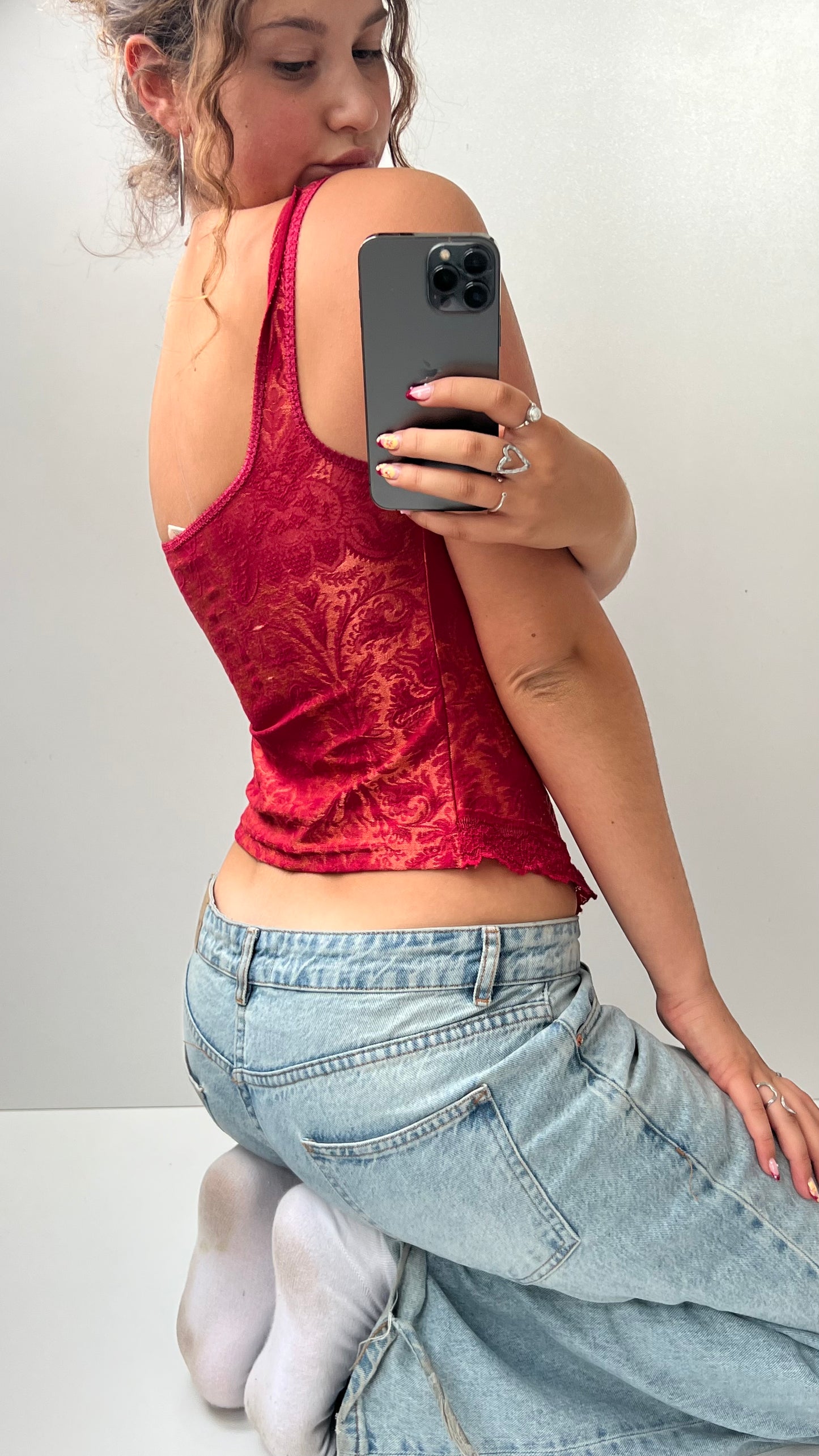 00s red corset cami- size L