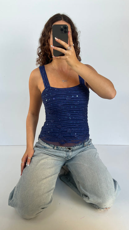 00s blue sequin cami- size S