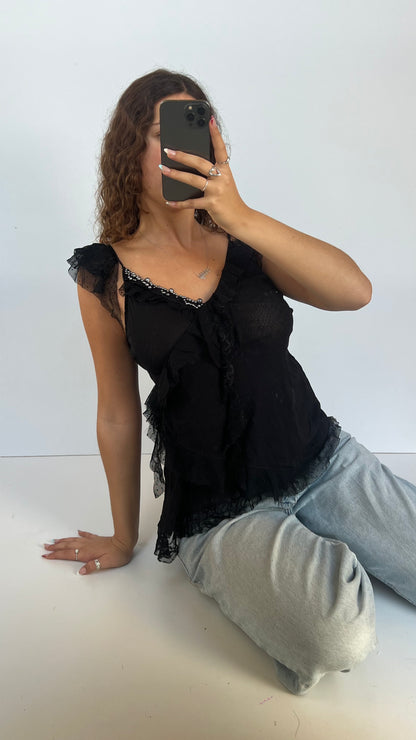 00s black mesh lace cami- size M