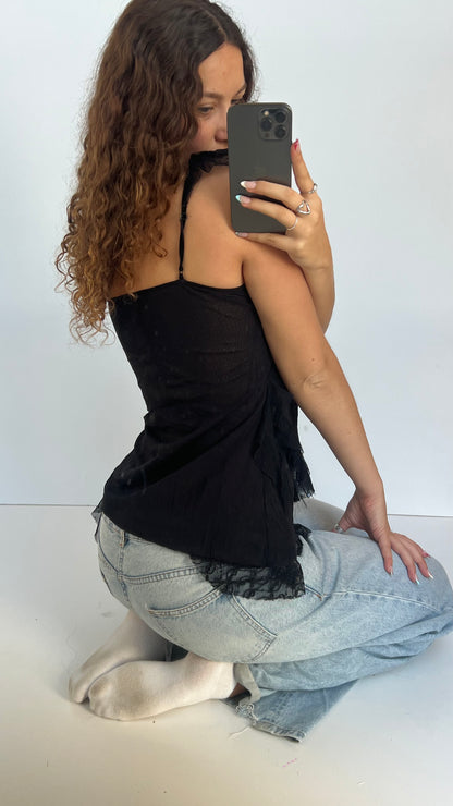 00s black mesh lace cami- size M