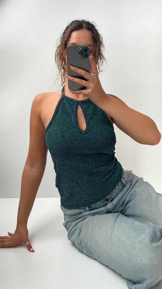 00s green glitter cami- size M