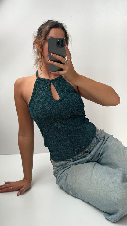 00s green glitter cami- size M