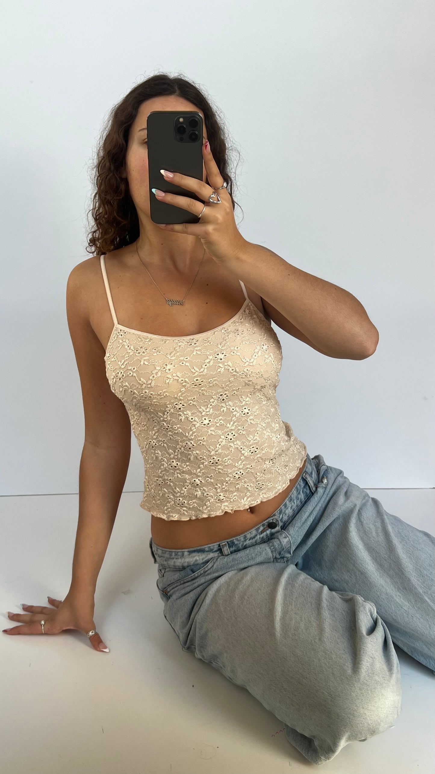 00s cream lace cami- size S