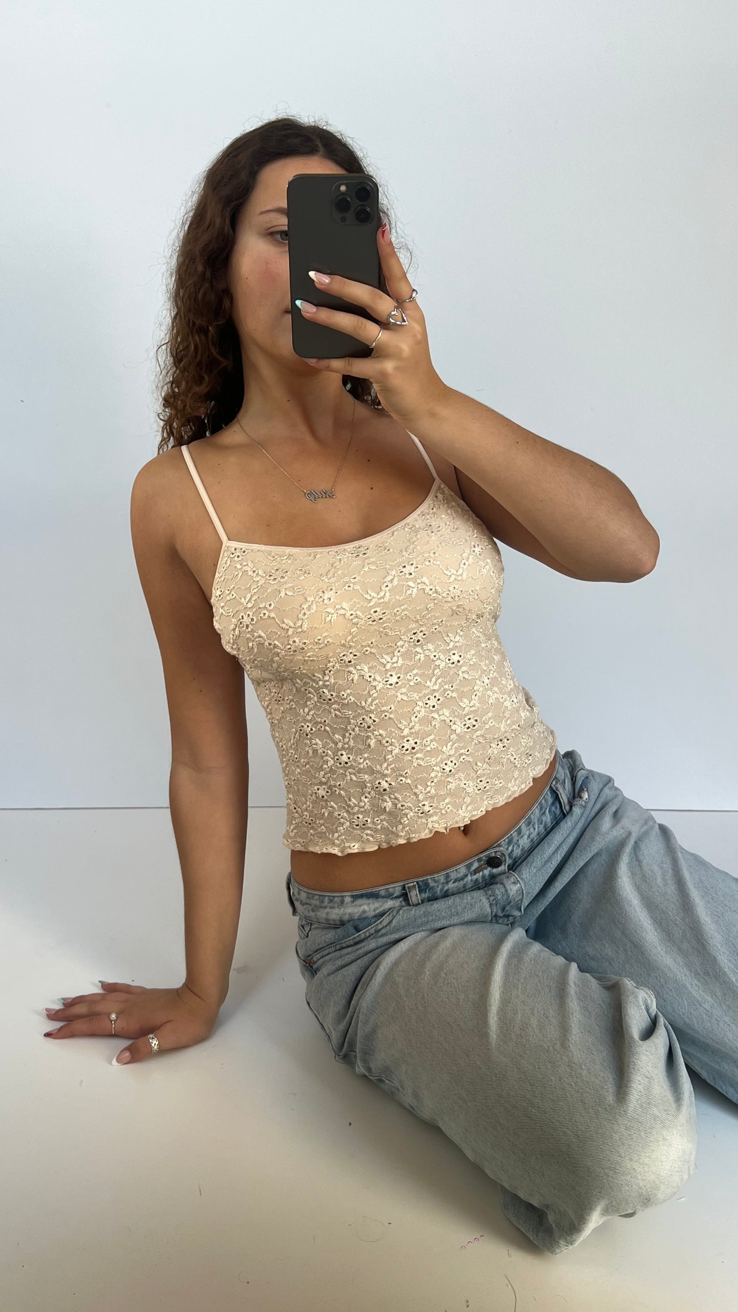 00s cream lace cami- size S