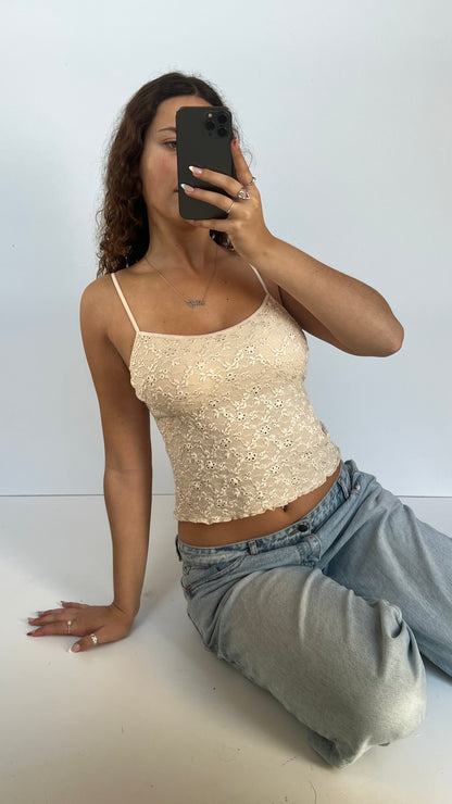 00s cream lace cami- size S