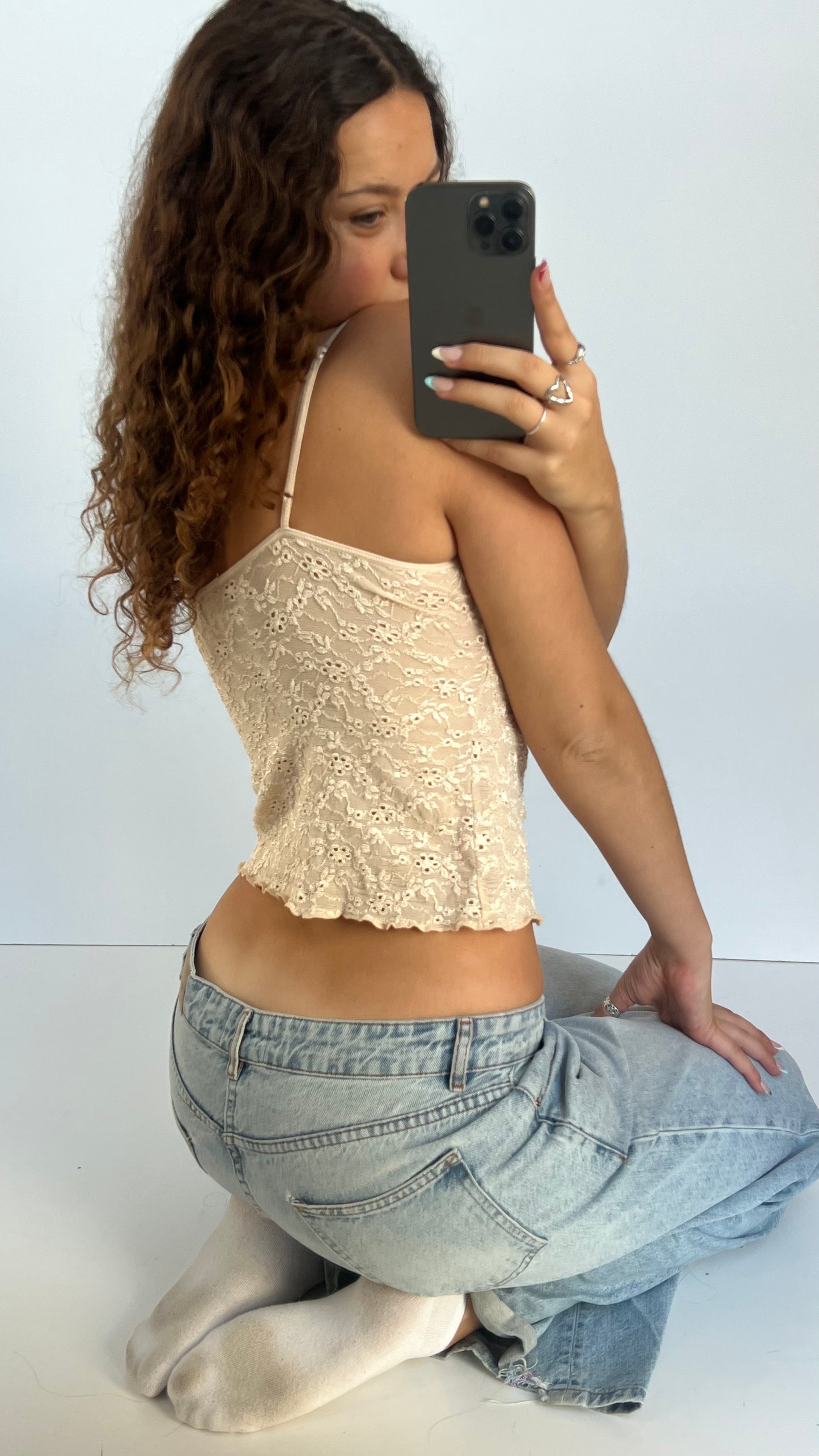 00s cream lace cami- size S