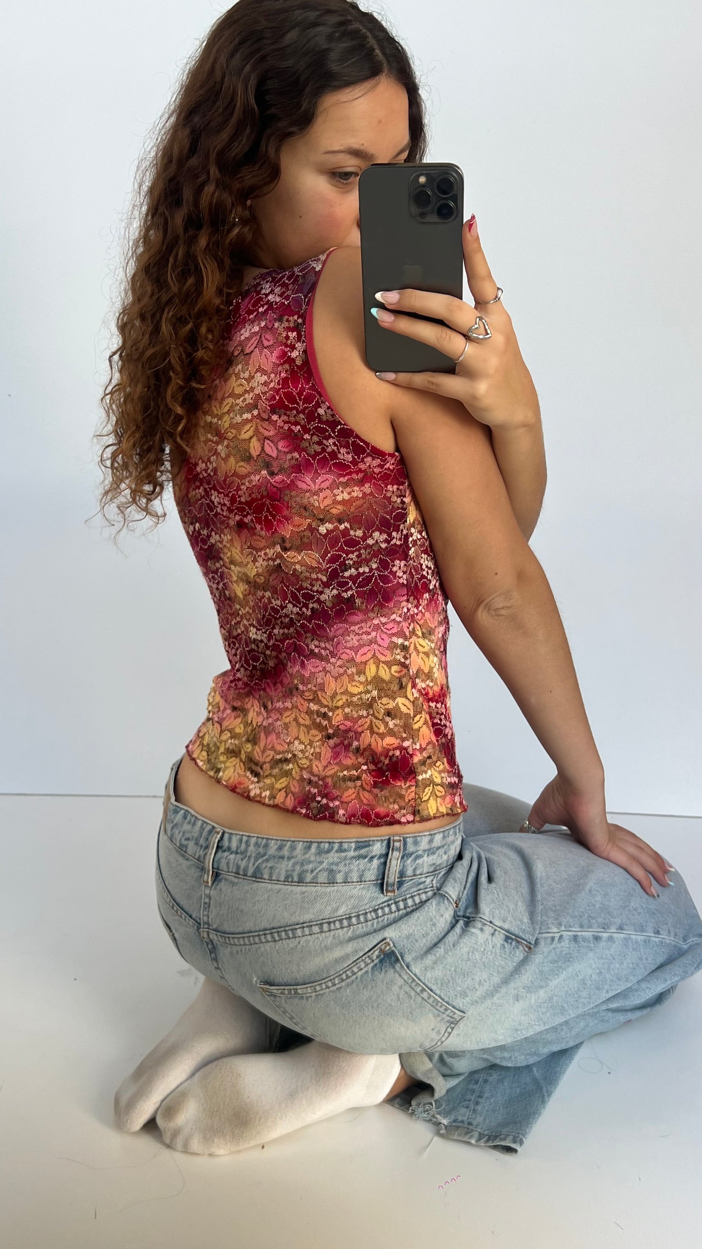00s pink lace tank top- size M
