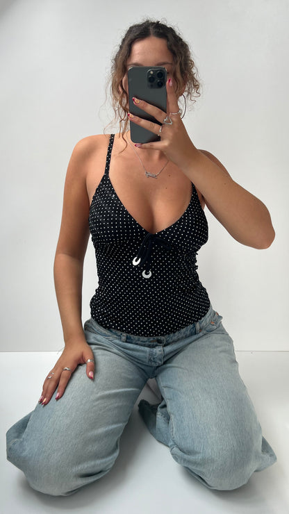 00s black polka dot cami- size S